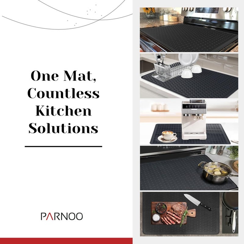 PARNOO Silicone Stove Top Cover for Electric Stove – Heat‑Resistant Glass Top Stove Protector Mat – Universal Flat Top Stove Cover, Black 28” x 20” - Image 4